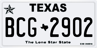 TX license plate BCG2902