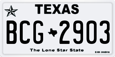 TX license plate BCG2903