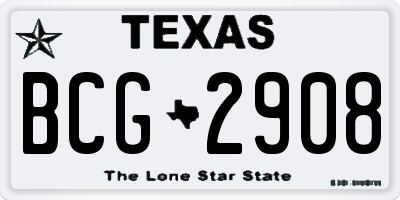 TX license plate BCG2908