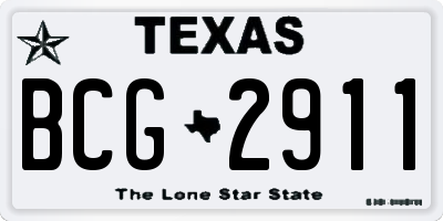 TX license plate BCG2911
