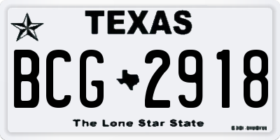 TX license plate BCG2918