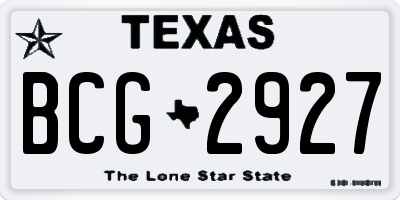 TX license plate BCG2927