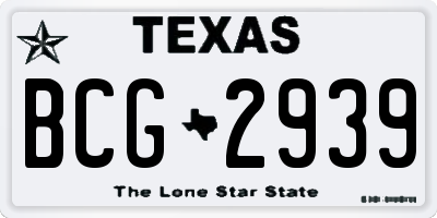 TX license plate BCG2939