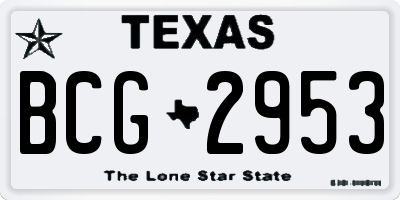 TX license plate BCG2953