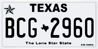 TX license plate BCG2960