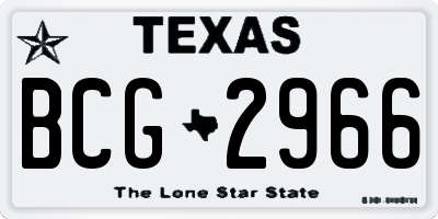 TX license plate BCG2966