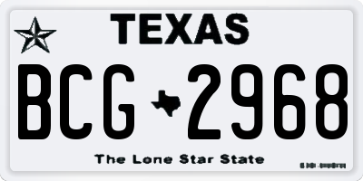TX license plate BCG2968