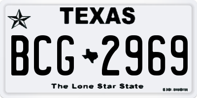 TX license plate BCG2969