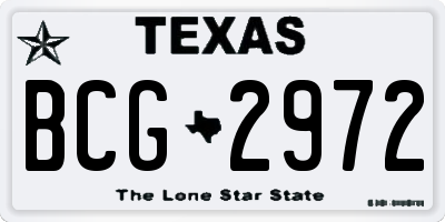 TX license plate BCG2972