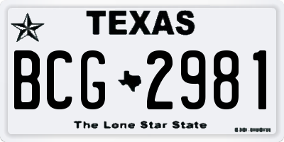 TX license plate BCG2981