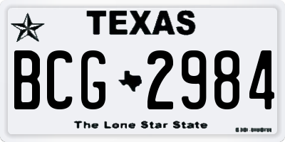 TX license plate BCG2984