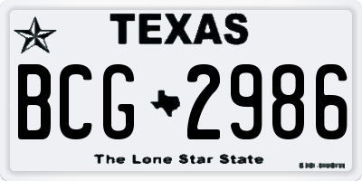 TX license plate BCG2986