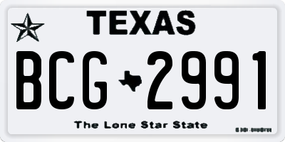 TX license plate BCG2991