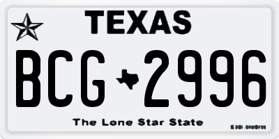 TX license plate BCG2996