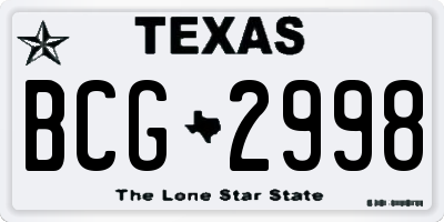 TX license plate BCG2998