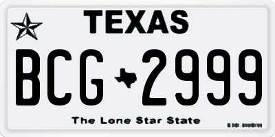 TX license plate BCG2999