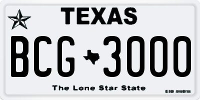 TX license plate BCG3000