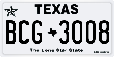 TX license plate BCG3008