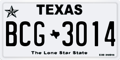TX license plate BCG3014
