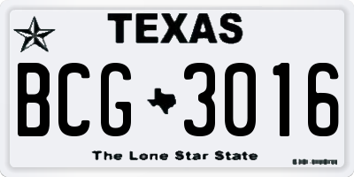 TX license plate BCG3016