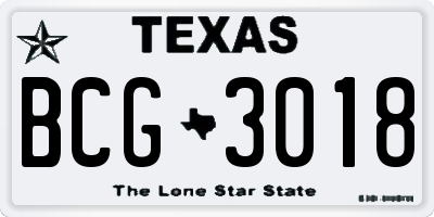 TX license plate BCG3018