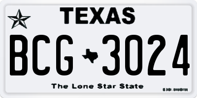 TX license plate BCG3024