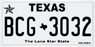 TX license plate BCG3032