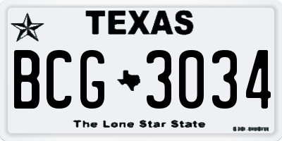 TX license plate BCG3034
