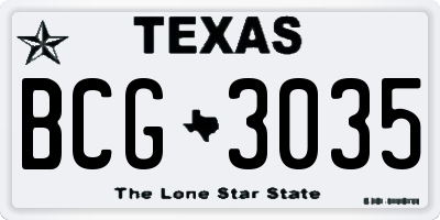 TX license plate BCG3035