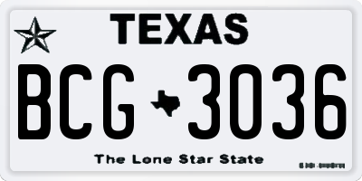 TX license plate BCG3036