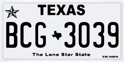 TX license plate BCG3039