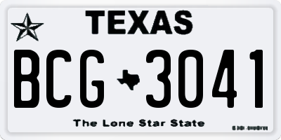 TX license plate BCG3041