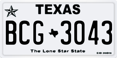 TX license plate BCG3043
