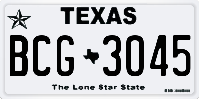 TX license plate BCG3045