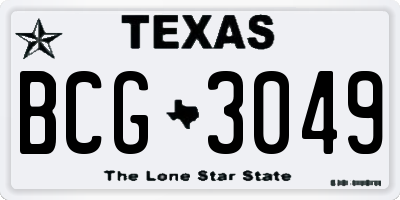 TX license plate BCG3049
