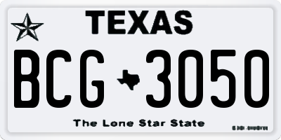 TX license plate BCG3050