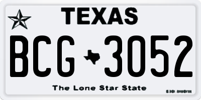 TX license plate BCG3052