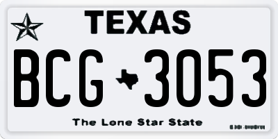TX license plate BCG3053