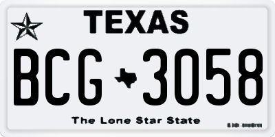 TX license plate BCG3058