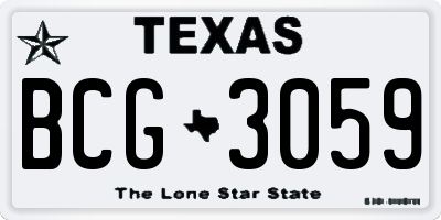 TX license plate BCG3059