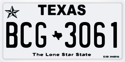 TX license plate BCG3061