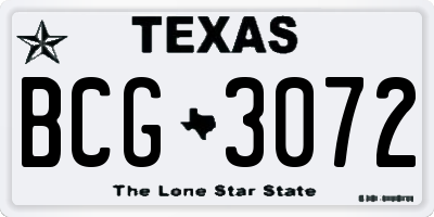 TX license plate BCG3072