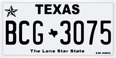 TX license plate BCG3075
