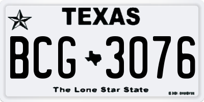 TX license plate BCG3076