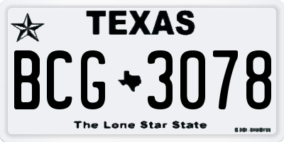 TX license plate BCG3078