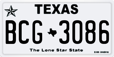 TX license plate BCG3086