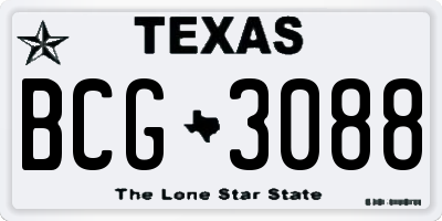 TX license plate BCG3088