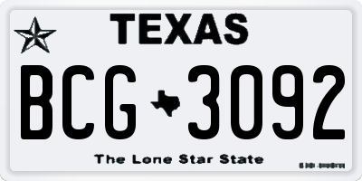 TX license plate BCG3092