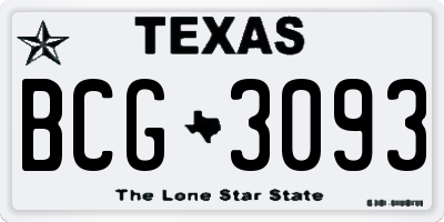 TX license plate BCG3093