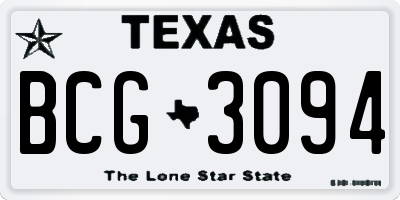 TX license plate BCG3094